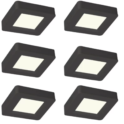 Kit 6 Luminária Led Cabinet Quadrado Blumenau 2W 3.000K