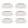 Kit 6 Paineis Led Embutir Quadrado 3,5W 6500K Branco