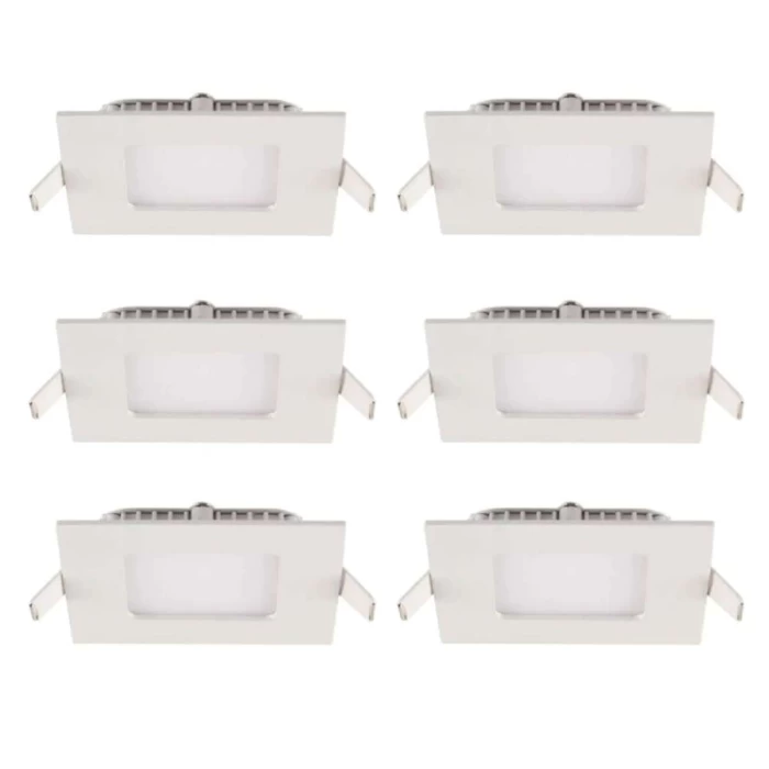 Kit 6 Paineis Led Embutir Quadrado 3,5W 6500K Branco