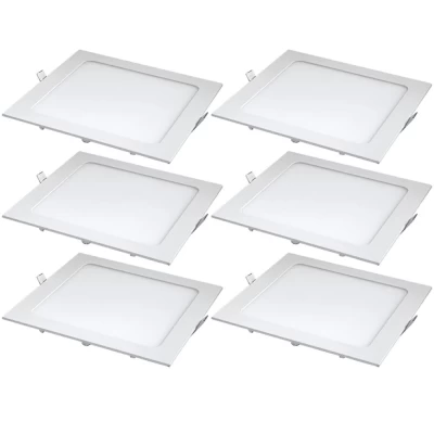 Kit 6 Painel Led Quadrado De Embutir 24w 6500k Branco Frio