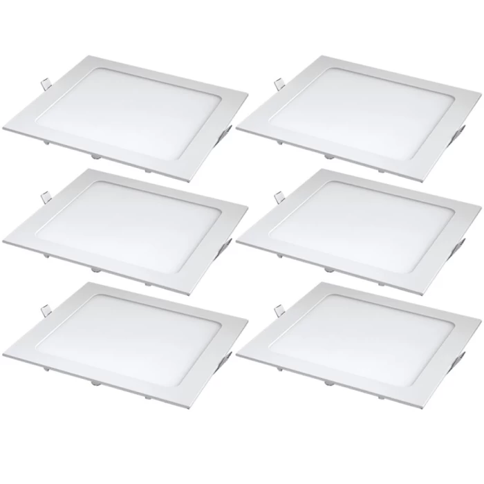 Kit 6 Painel Led Quadrado De Embutir 24w 6500k Branco Frio