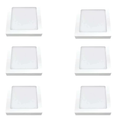 Kit 6 Painel Led Quadrado Sobrepor Branco 12w 6500k