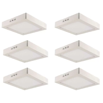 Kit 6 Painel Led Sobrepor Quadrado 18W 3000K Branco