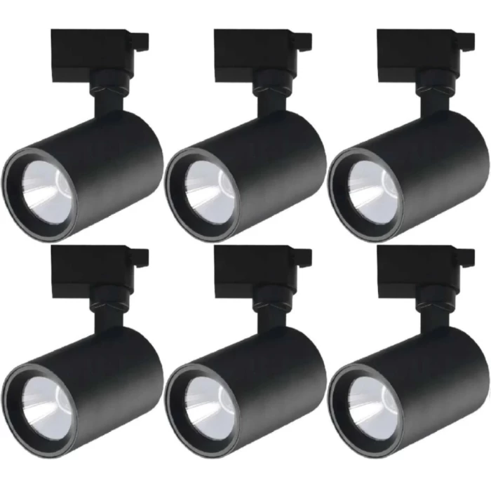 Kit 6 Spot Smart Para Trilho 10W Preto 3.000K Luz quente