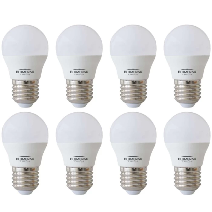 Kit 8 Lâmpada Led G45 E27 4,8w 2700k Branco Quente Bivolt