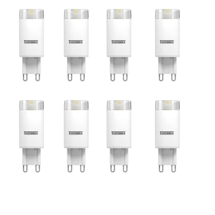 Kit 8 Lâmpada Para Lustre Led G9 Taschibra 3W 3000K Novo