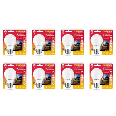 Kit 8 Lâmpadas 9W 6500K Sensor de Luminosidade Ourolux