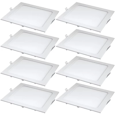 Kit 8 Painel Led Quadrado Embutir 12w 6500k Branco-Frio