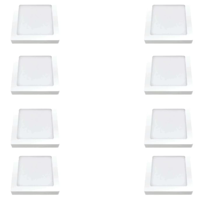 Kit 8 Painel Led Quadrado Sobrepor Branco 12w 6500k