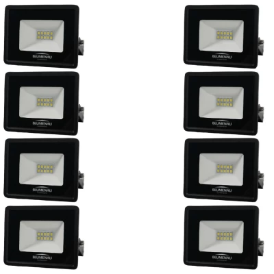 Kit 8 Refletor Led Tech Alumínio Blumenau Bivolt 10W 3.000K