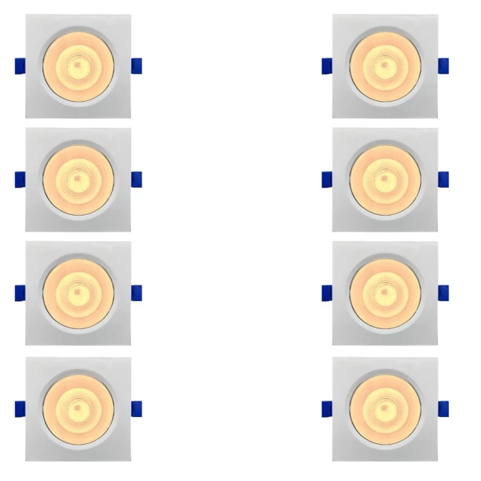 Kit 8 Spot Led Embutir Quadrado Bivolt Blumenau 6W 3.000K