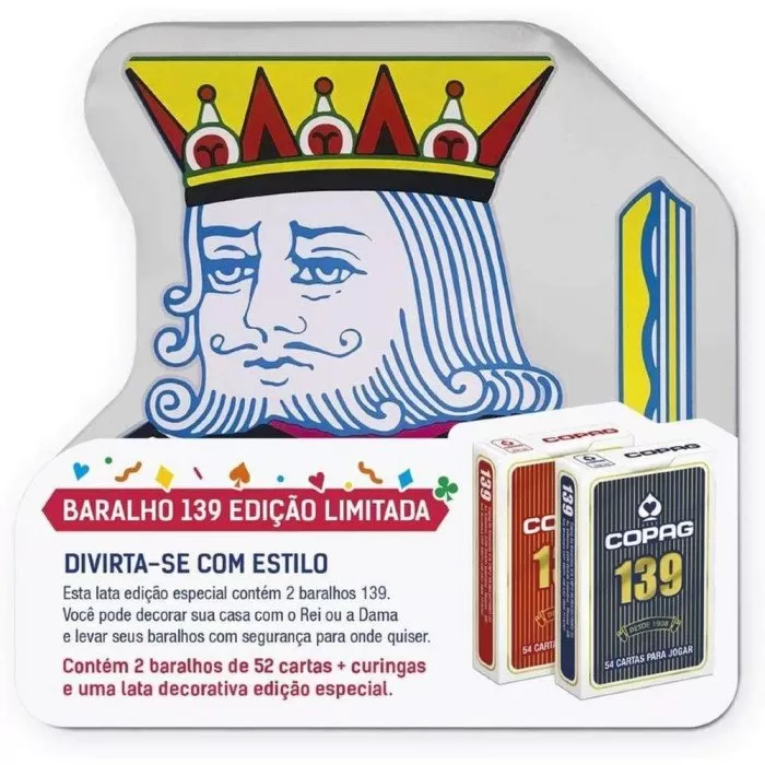 Baralho 139 Tradicional COPAG, Naipe Convencional ou Grande, Azul ou  Vermelho, 55 Cartas para Jogar