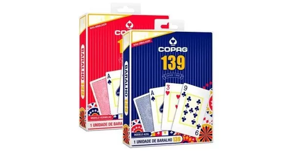 Baralho 139 Tradicional COPAG, Naipe Convencional ou Grande, Azul ou  Vermelho, 55 Cartas para Jogar