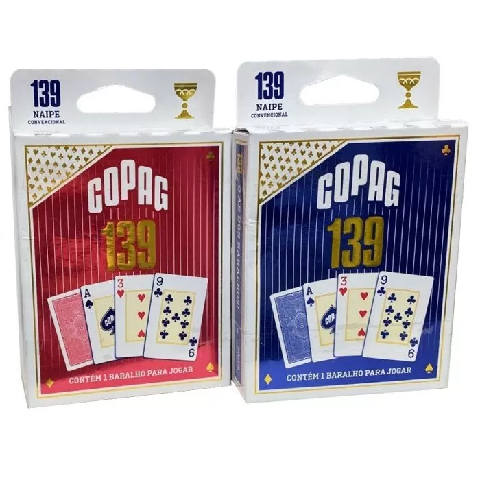 Baralho 139 Tradicional COPAG, Naipe Convencional ou Grande, Azul ou  Vermelho, 55 Cartas para Jogar