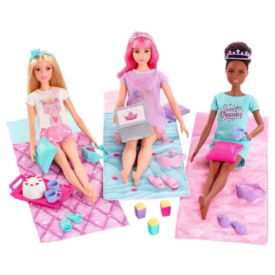 Kit Bonecas Barbie Festa do Pijama + Acessórios De Princesas