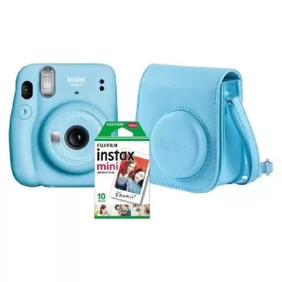 Kit Câmera Instax Mini 11 Azul + Bolsa + 10 Filmes