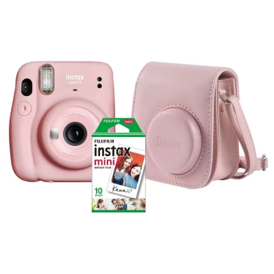 Kit Câmera Instax Mini 11 Rosa + Bolsa + 10 Filmes