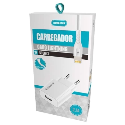 Kit Carregador Com Cabo Compatível Lightning Flexivel 3.1A Kimaster