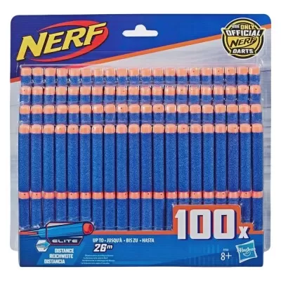 Kit Com 100 Dardos Elite Azul Nerf Novo