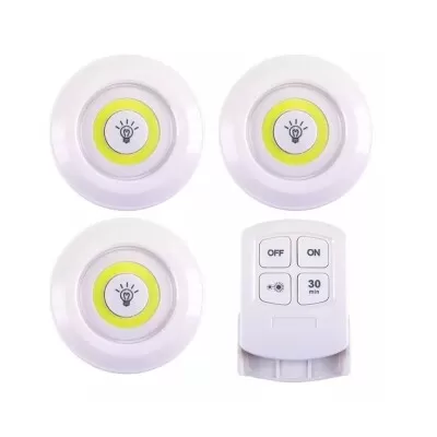 Kit Com 3 Lâmpadas Led Com Controle Sem Fio Branco Kapbom