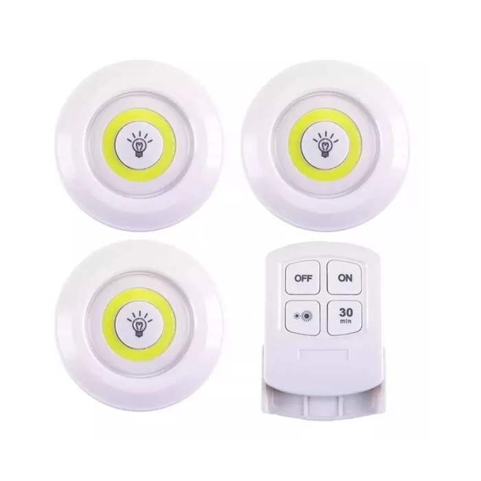 Kit Com 3 Lâmpadas Led Com Controle Sem Fio Branco Kapbom