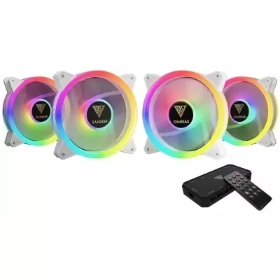 Kit Com 4 Fans Rgb Aeolus M2 1204R Branca Gamdias 120mm