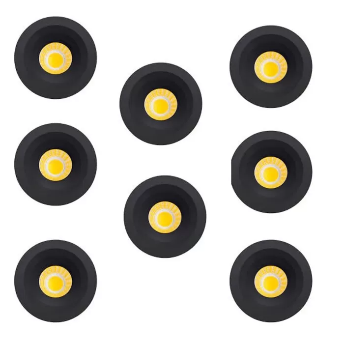 Kit Com 8 Mini Spot Led Redondo 3w Preto 3000k Bivolt