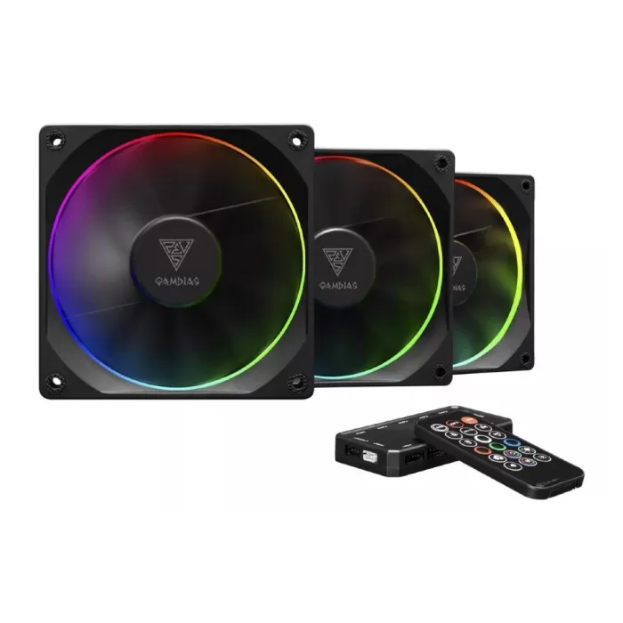 Kit De 3 Fans Rgb Aeolus M3 1203R Cor Preto Gamdias 120mm