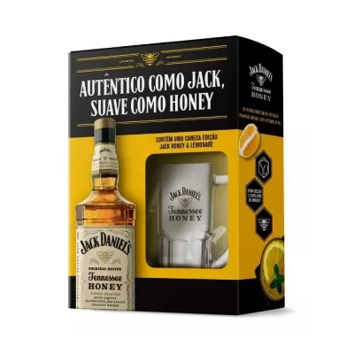 Kit De Whisky Jack Daniels Honey 1L + Caneca De Vidro