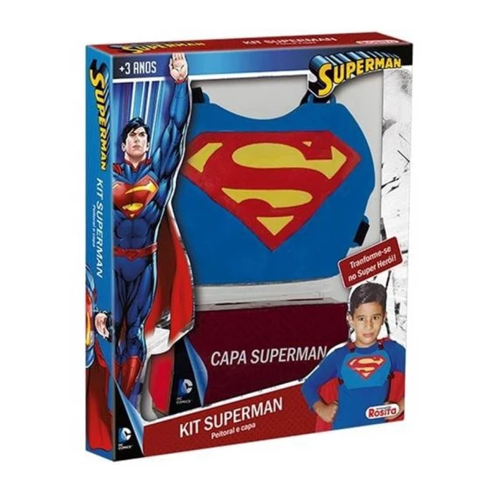 Kit Infantil Superman Com Capa E Peitoral Novo