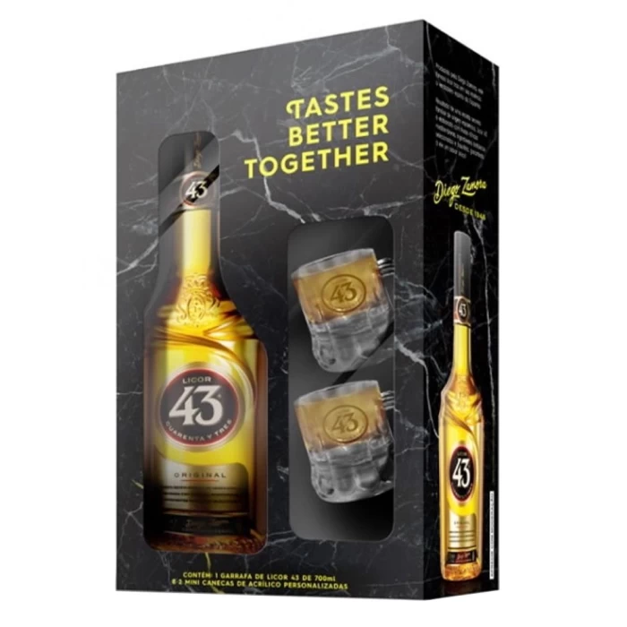 Kit Licor 43 Clássico Original 700ml + 2 Mini Canecas