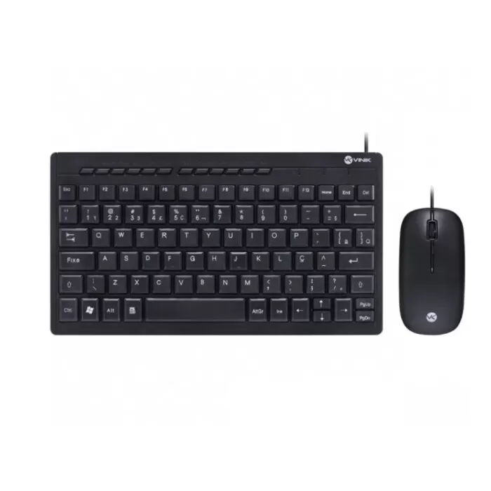 Kit Mini Teclado E Mouse Flat Dc120 Preto Vinik Novo