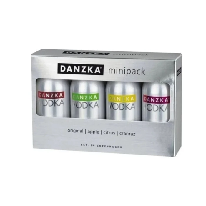 Kit Minipack Miniatura Presente Vodka Danzka 4x 50ml 40%