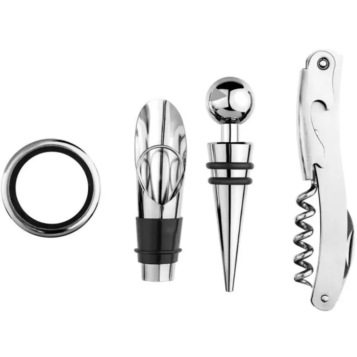 Kit Para Vinho Inox 4 Peças Ud224 Uphome Novo