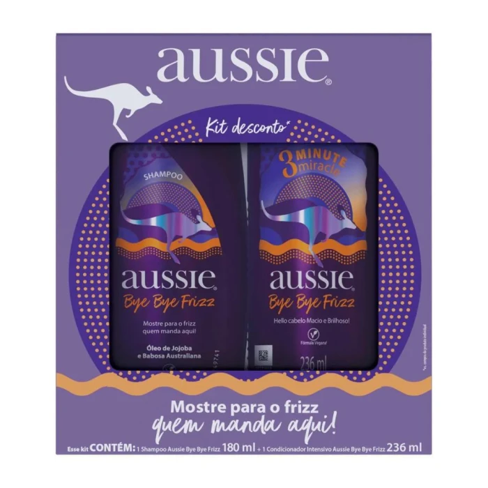 Kit Shampoo + Condicionador 180/236Ml Aussie Bye Bye Frizz