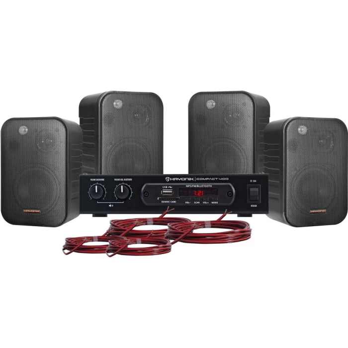 Kit Som Ambiente 400W Musical AMBIENCE 4000 Preto HAYONIK