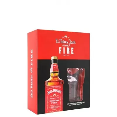 Kit Whisky Jack Daniels Licor Fire + Copo De Vidro Novo