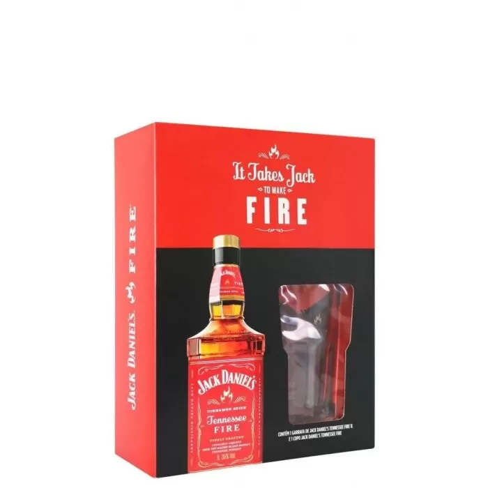 Kit Whisky Jack Daniels Licor Fire + Copo De Vidro Novo