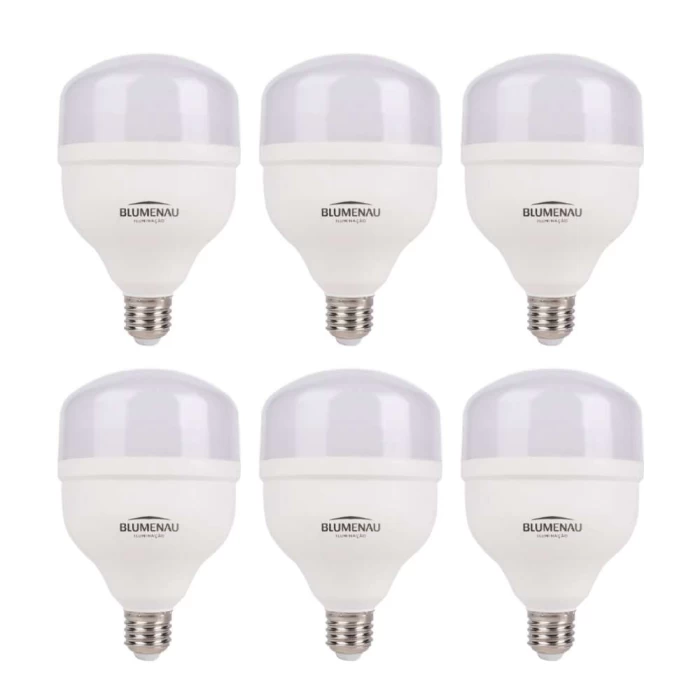 kit 6 Lâmpada Led T70 E27 20W 6500K Luz branca