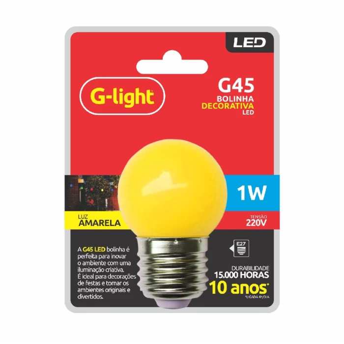 Lampada Bolinha Color Led, Amarelo, 1 W, 220V E27 Novo