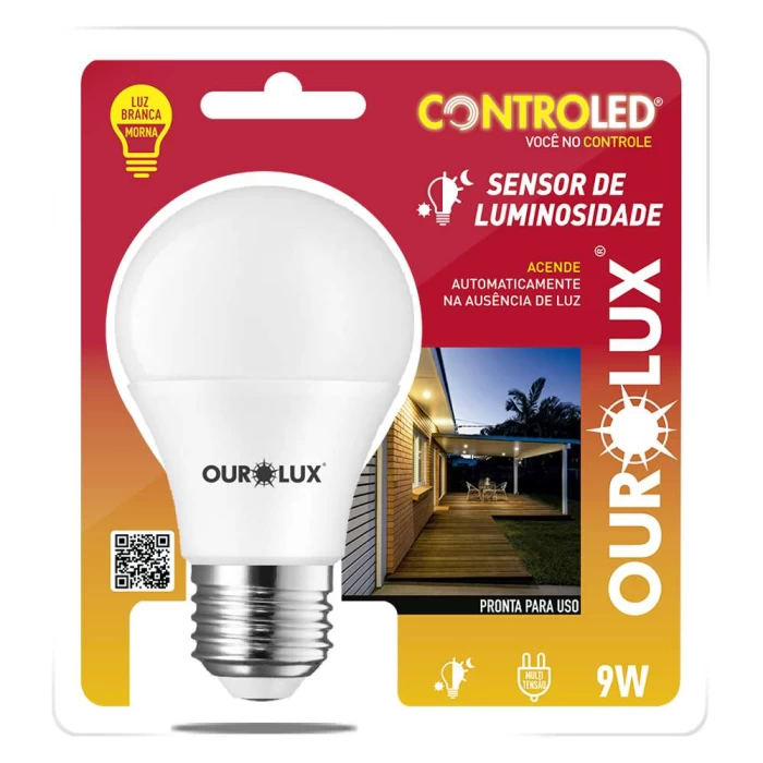 Lâmpada Controled 9W 2700K Sensor de Luminosidade Ourolux