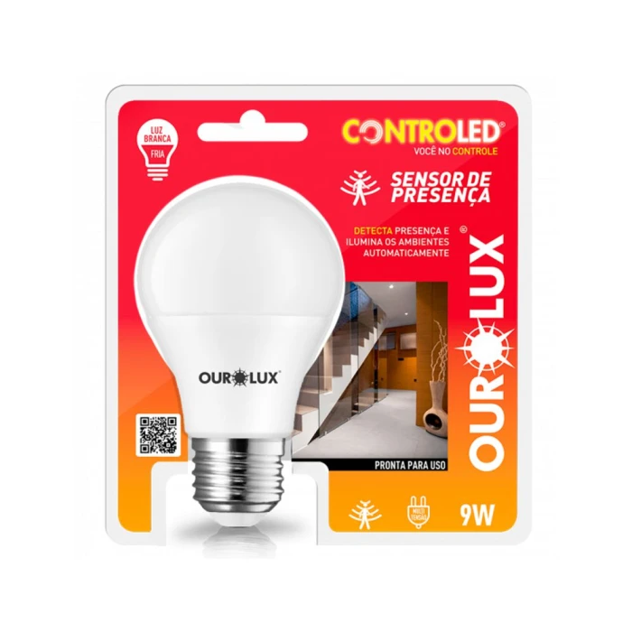 Lâmpada Controled 9W Sensor De Presença 6500K Ourolux