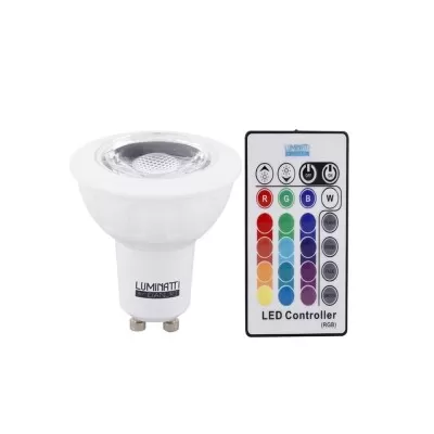 Lâmpada De Led GU10 Rgb 3,5w Com Controle 24 Bot. Luminatti