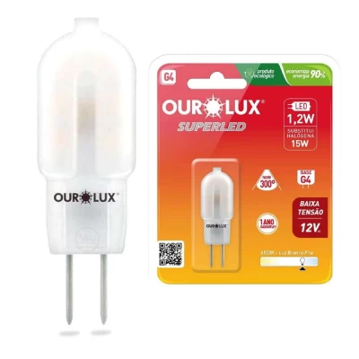 Lâmpada G4 Super Led 12v 1,2w 6500K Branco-Frio Ourolux