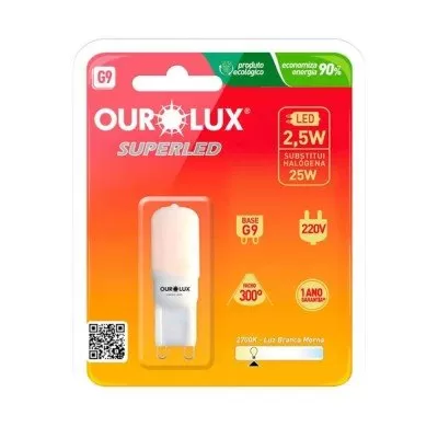Lâmpada G9 Super Led 2,5w 220V 2700K Branco-Quente Ourolux