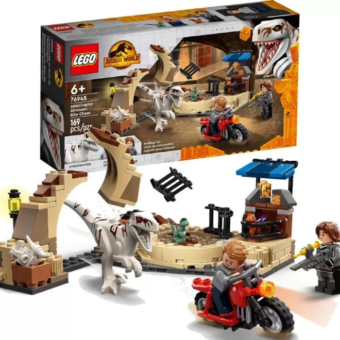 Lego Jurassic World Atrociraptor Perseguição de Moto 76945