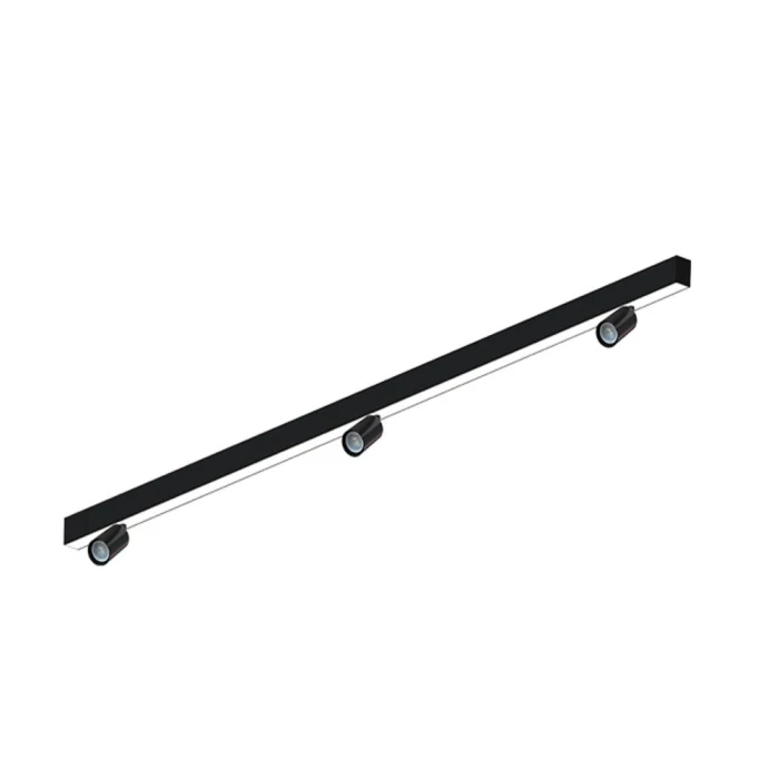 Luminária Led Spire Linear + 3 Spot MR11 GU10 Preto Fosco