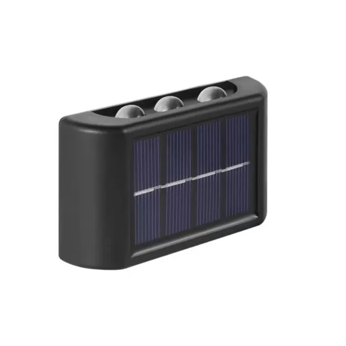 Luminária Solar Com 6 Leds Com Sensor Preta Altomex