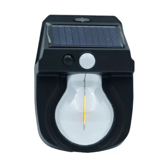 Luminária Solar Com Led Branco Com Sensor Cl-118 Preta