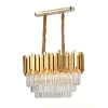 Lustre Cristal Midas 60 Retângular Dourado C/ Lâmpada 220V